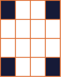 Bingo grid showing a four corners winning pattern.